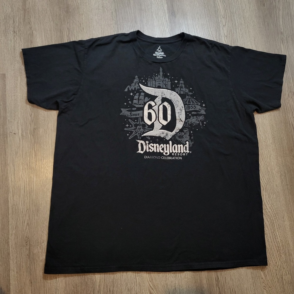 Disneyland 1955 Diamond Celebration 60 Years Black‎ T-Shirt Sze 2XL